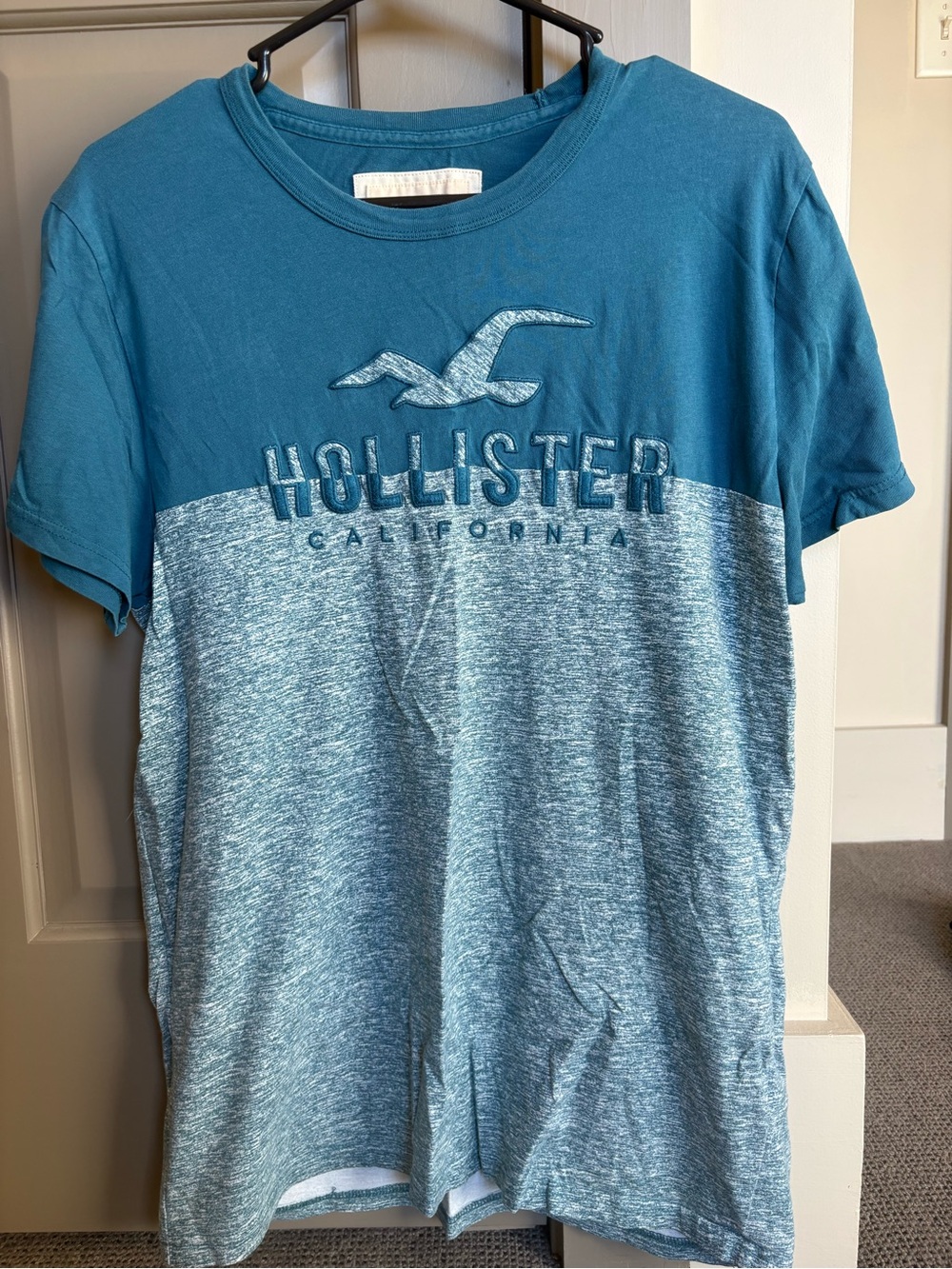 Hollister Two-Tone Teal/Light Teal Logo Short Sleeve Tee